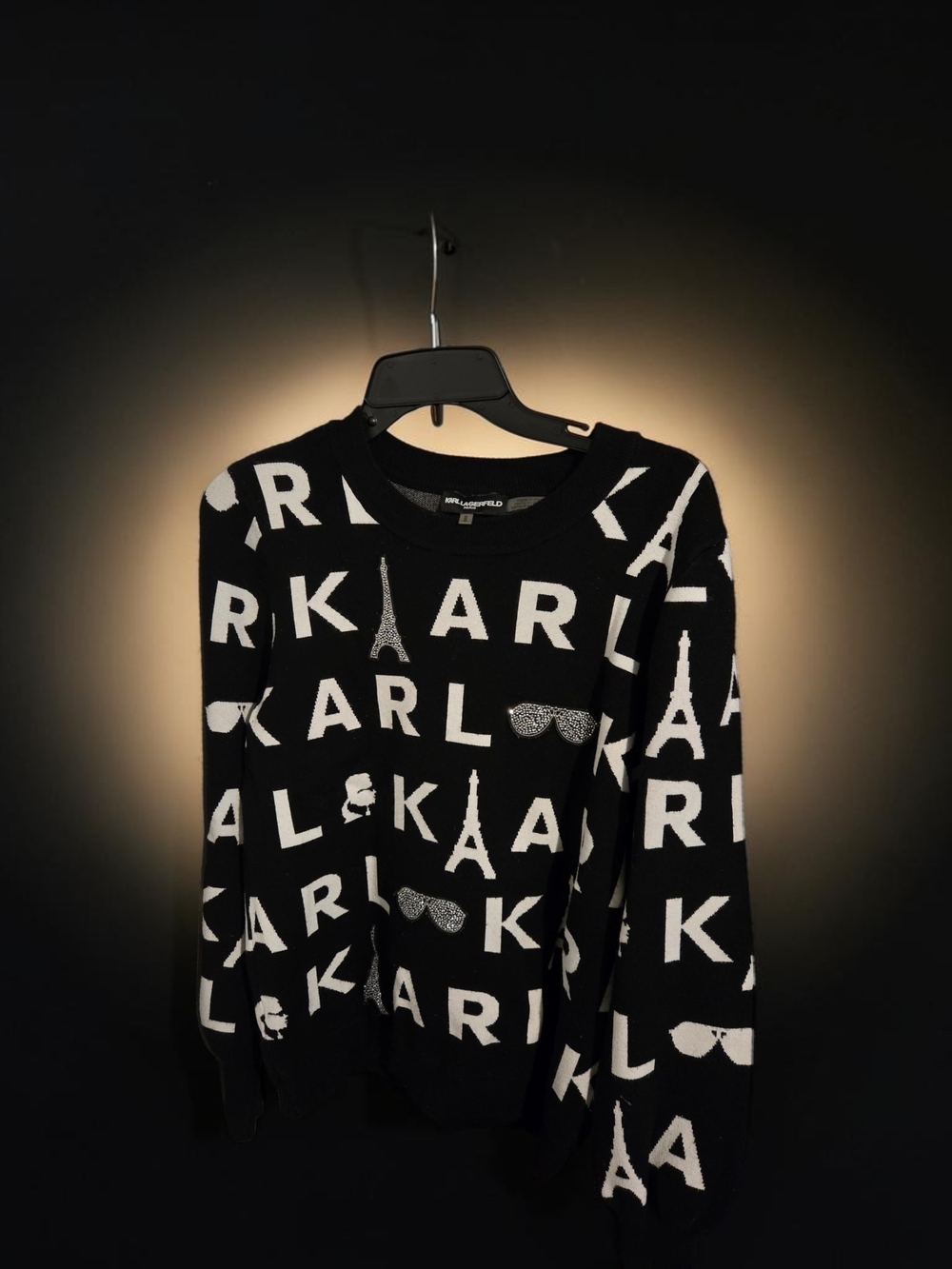 Karl Lagerfeld Black and White  Crewneck Sweater Euc